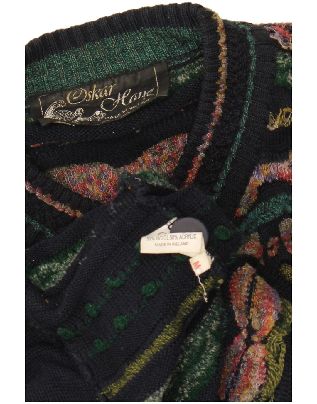 Oskar Haug Cárdigan para mujer suéter UK 14 mediano multicolor geométrico