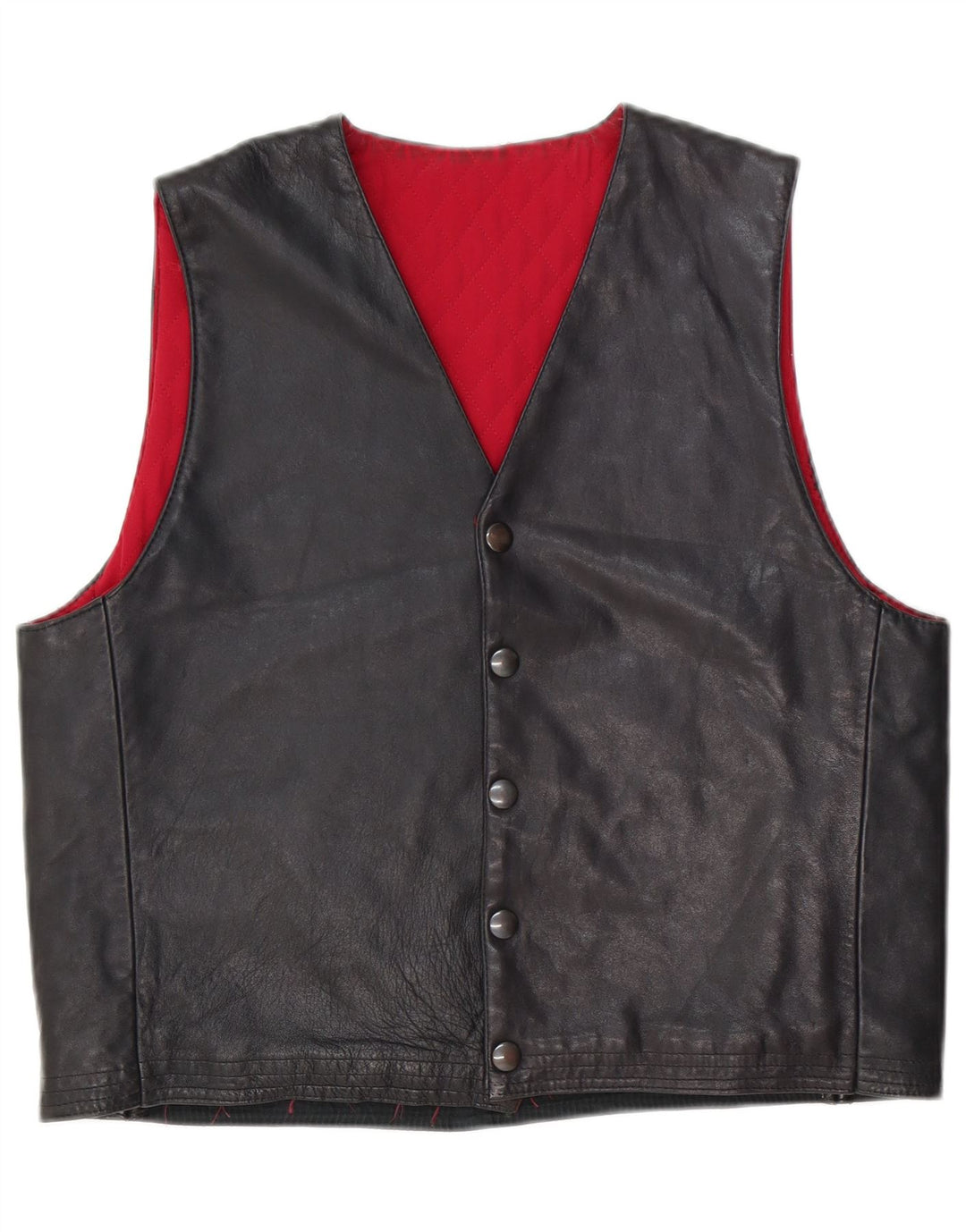 Chaleco de cuero vintage para hombre medio negro