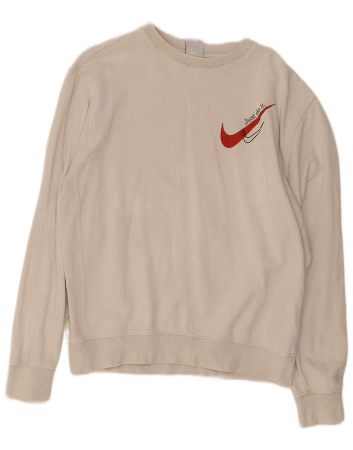 Nike Sudadera con gráfico gráfico tipo jersey de algodón blanco mediano