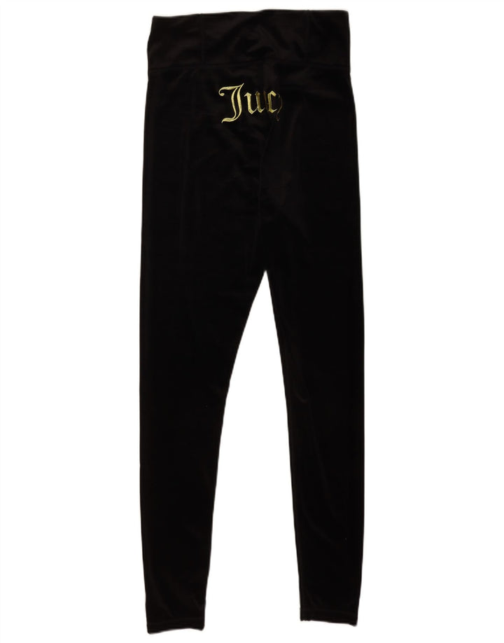 Juicy Couture Leggings de terciopelo gráficos para mujer UK 40 Mediano Poliéster negro