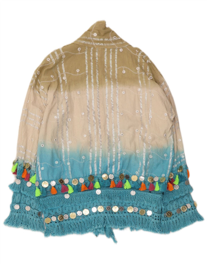 Vintage mujer 3/4 manga cardigan top Reino Unido 12 medio multicolor