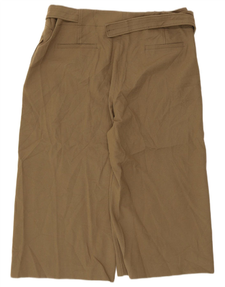 Zara Pantalón Capri Mujer 2XL W36 L20 Poliéster Caqui
