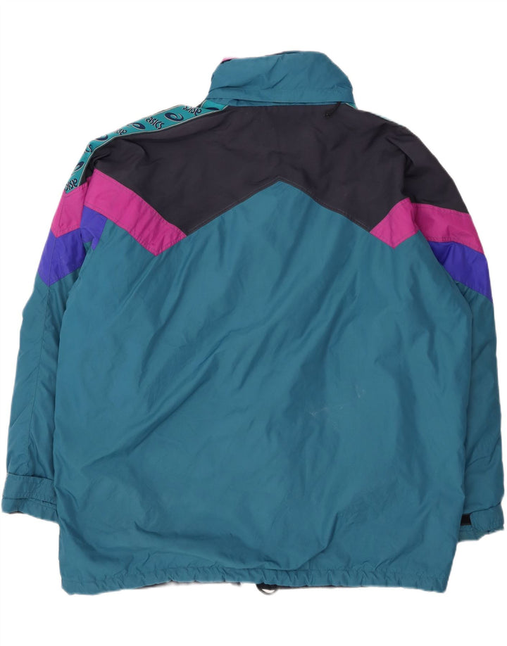 ASICS Chaqueta cortavientos para hombre UK 42 XL Azul Colorblock Poliamida
