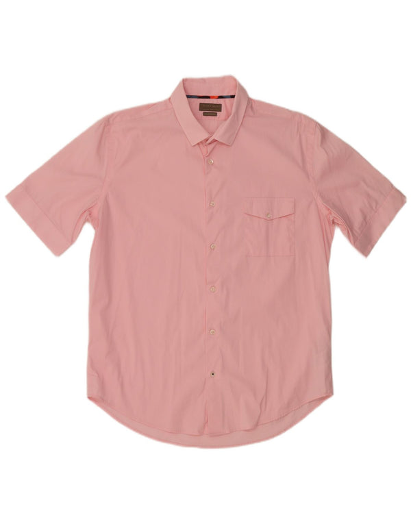 ZARA Hombre Camisa Manga Corta Slim Fit XL Rosa Algodón