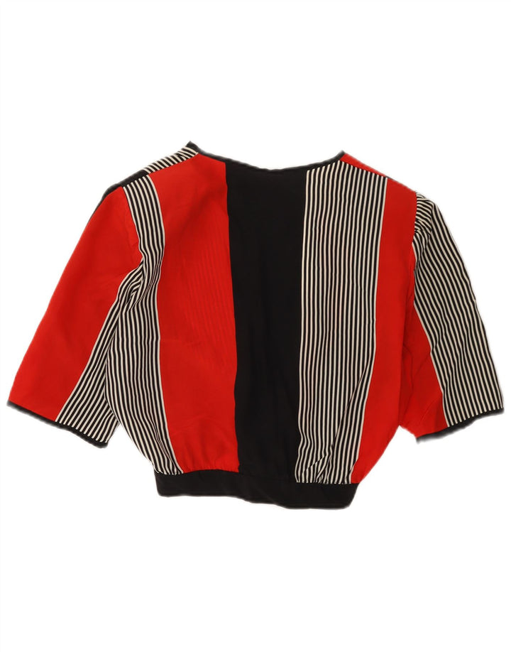 Vintage mujer crop cardigan top Reino Unido 12 medio multicolor rayas