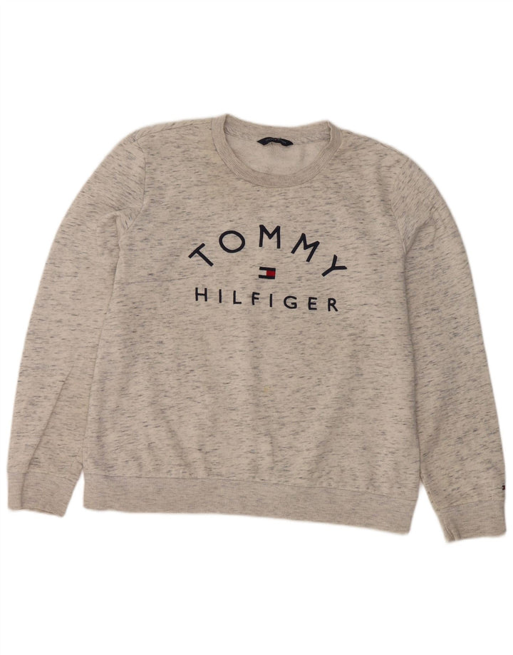 Tommy Hilfiger Sudadera gráfica para mujer Jumper UK 12 Gris medio moteado