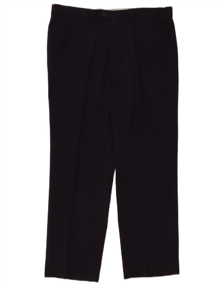 Marks & Spencer Pantalón chino recto para hombre W36 L31 Poliéster azul marino