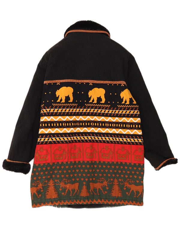 Nuevo abrigo rápido para mujer Reino Unido 46 Grande Negro Fair Isle