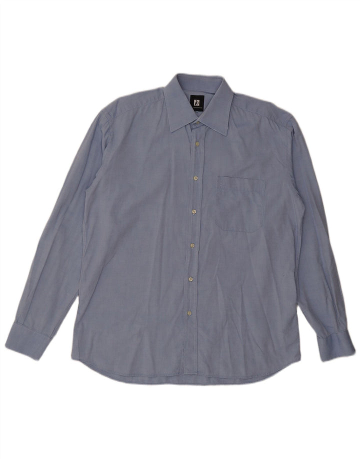 Camisa Roccobarocco para hombre talla 41 16 algodón azul grande