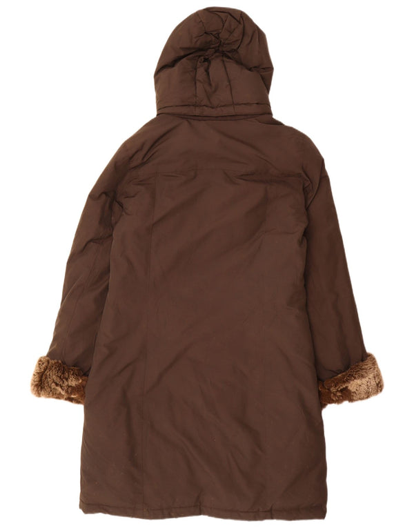 Woolrich Abrigo acolchado con capucha para mujer Reino Unido 46 Grande Algodón marrón