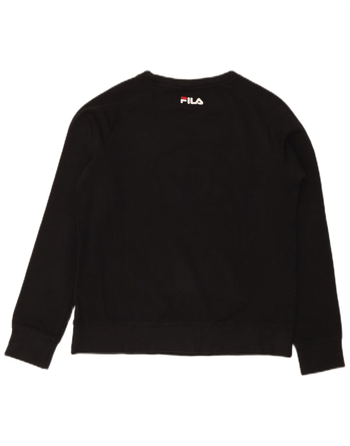 FILA Sudadera gráfica para mujer Jumper UK 10 Small Black Cotton