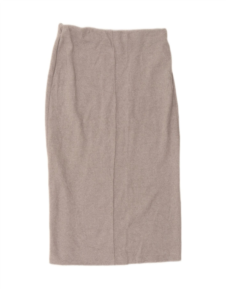 Zara Falda Midi Mediana W28 Poliéster Moteado Gris