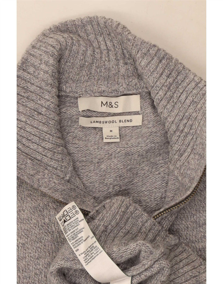 Marks & Spencer Jersey con cuello y cremallera para hombre de lana gris medio