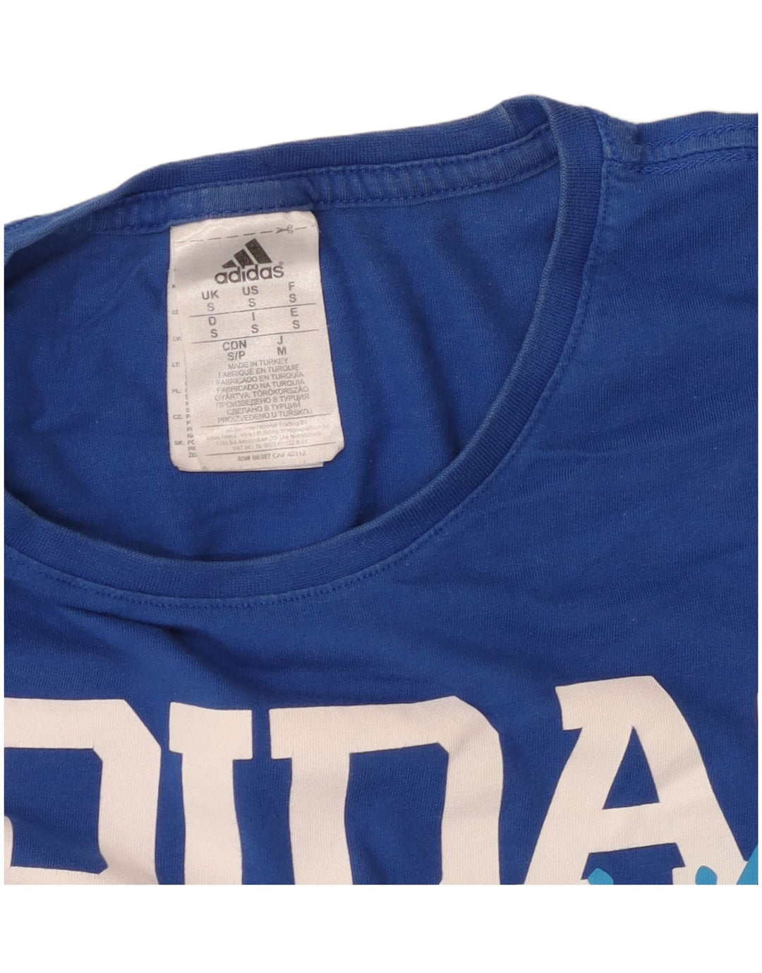 Adidas - Camiseta gráfica para hombre, talla pequeña, algodón azul