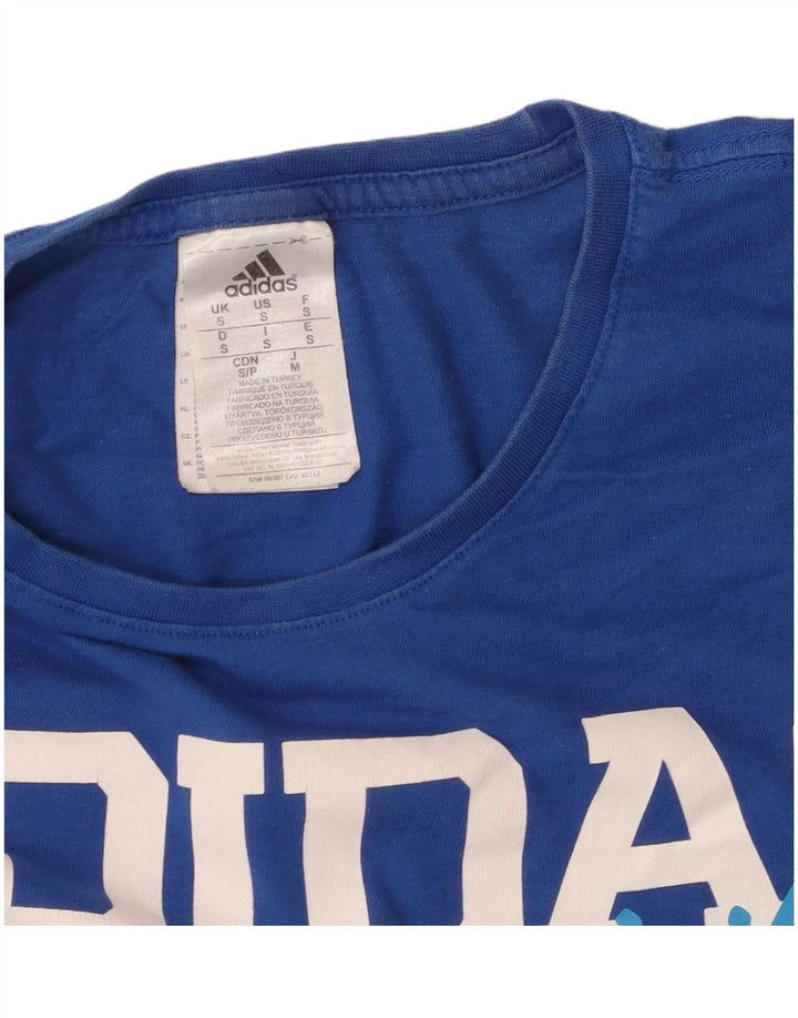 Adidas - Camiseta gráfica para hombre, talla pequeña, algodón azul