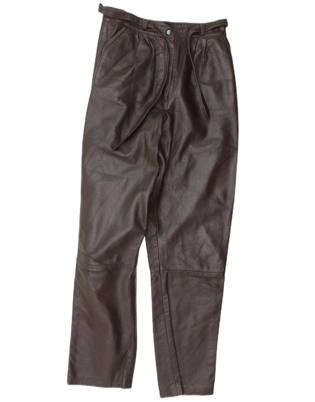 VINTAGE Womens Pegged Leather Trousers IT 42 Medium W26 L29 Brown Leather