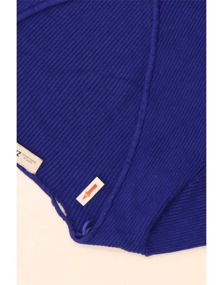 Zara Mujer Crop Top UK 8 Small Viscosa Azul