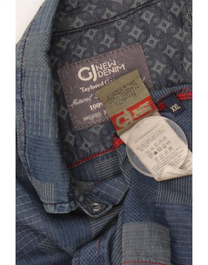 Camisa Gaudí Hombre 2XL Algodón Patchwork Azul