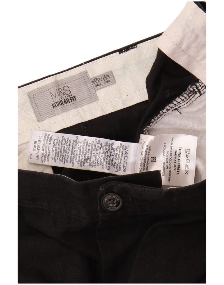 MARKS & SPENCER Pantalón chino recto de corte regular para hombre W38 L29 Negro