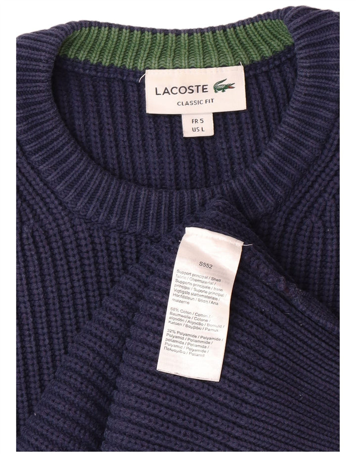 LACOSTE Jersey de cuello redondo para hombre, ajuste clásico, talla 5, grande, azul marino