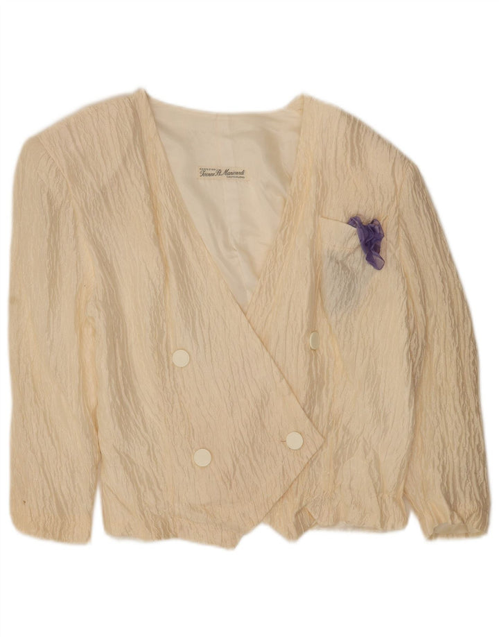 Vintage mujer chaqueta blazer de doble pecho Reino Unido 14 medio blanco apagado