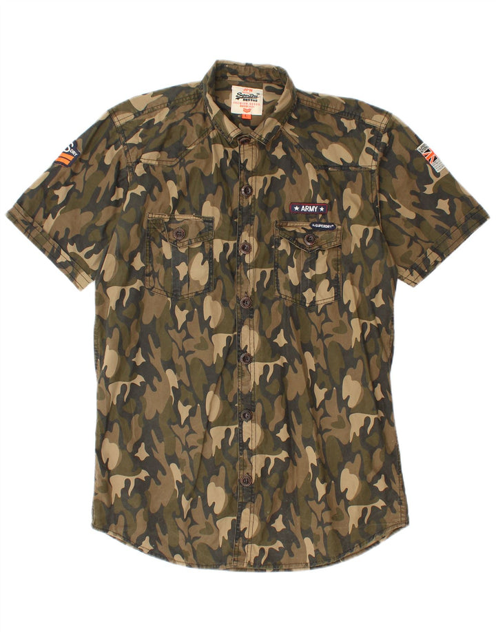 SUPERDRY Camisa militar de manga corta para hombre grande multicolor camuflaje