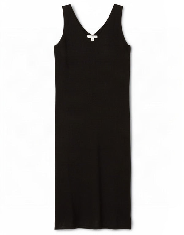 Marks & Spencer Womens Sleeveless Shift Dress UK 10 Small Black Cotton
