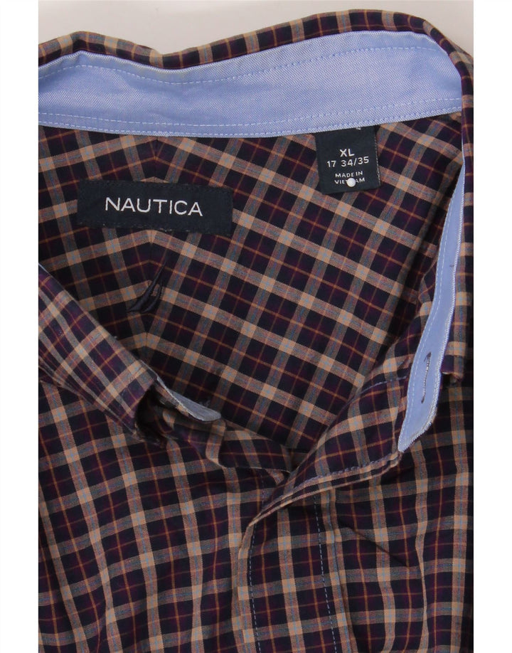 NAUTICA Mens Shirt Size 17 XL Navy Blue Check Cotton Vintage Nautica and Second-Hand Nautica from Messina Hembry 