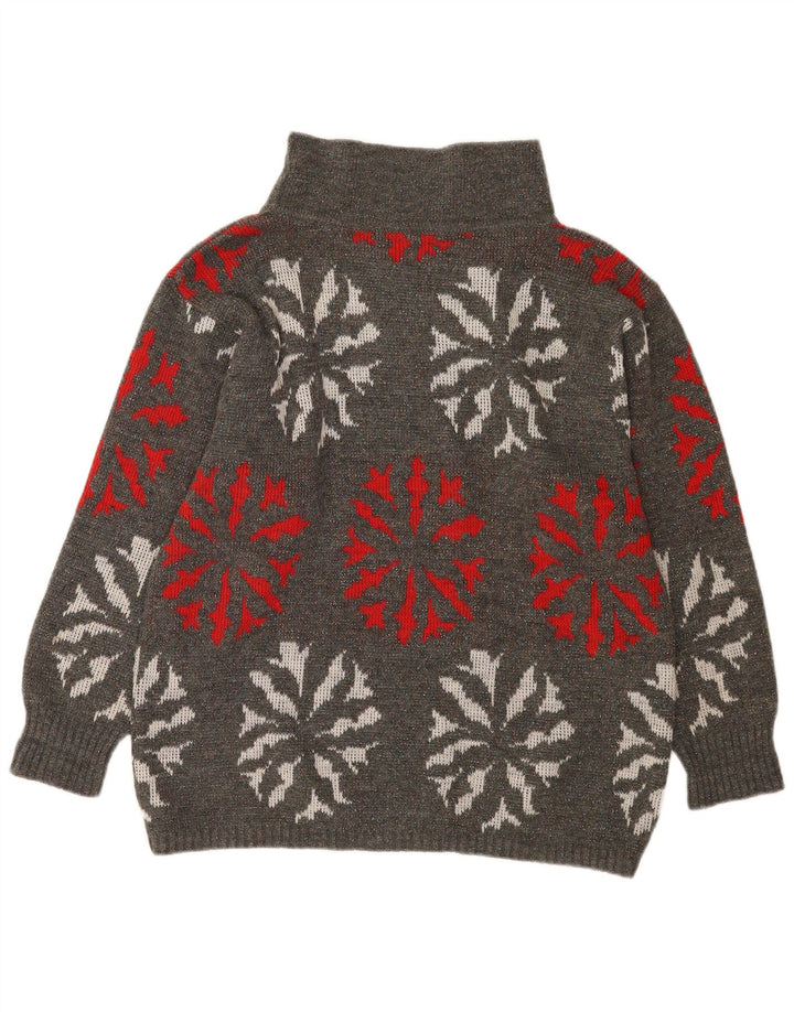 Flou Suéter tipo jersey con cuello alto para mujer UK 40 Gris medio Geométrico