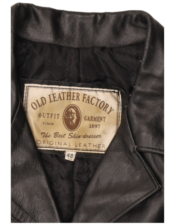 VINTAGE Abrigo de cuero para mujer IT 48 XL Cuero negro