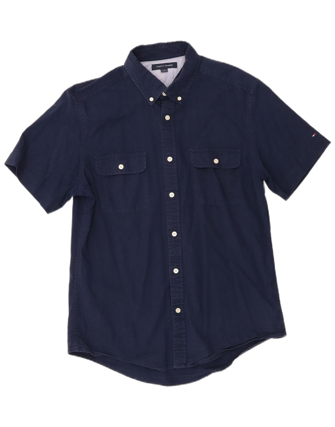 TOMMY HILFIGER Camisa de manga corta para hombre Algodón azul marino medio