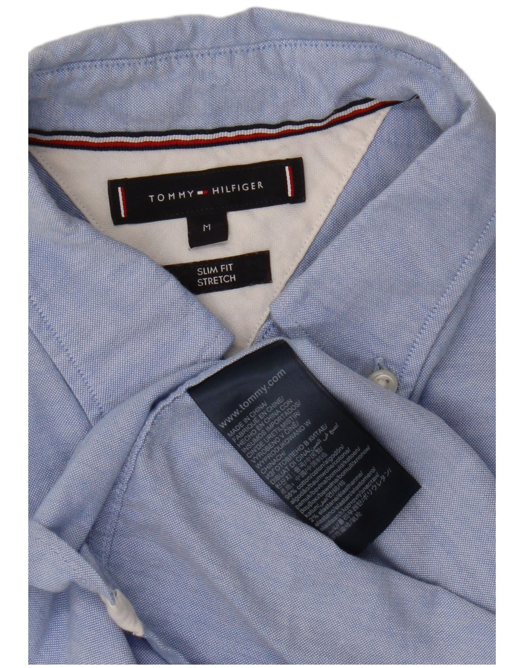 TOMMY HILFIGER Camisa slim fit de algodón azul medio para hombre