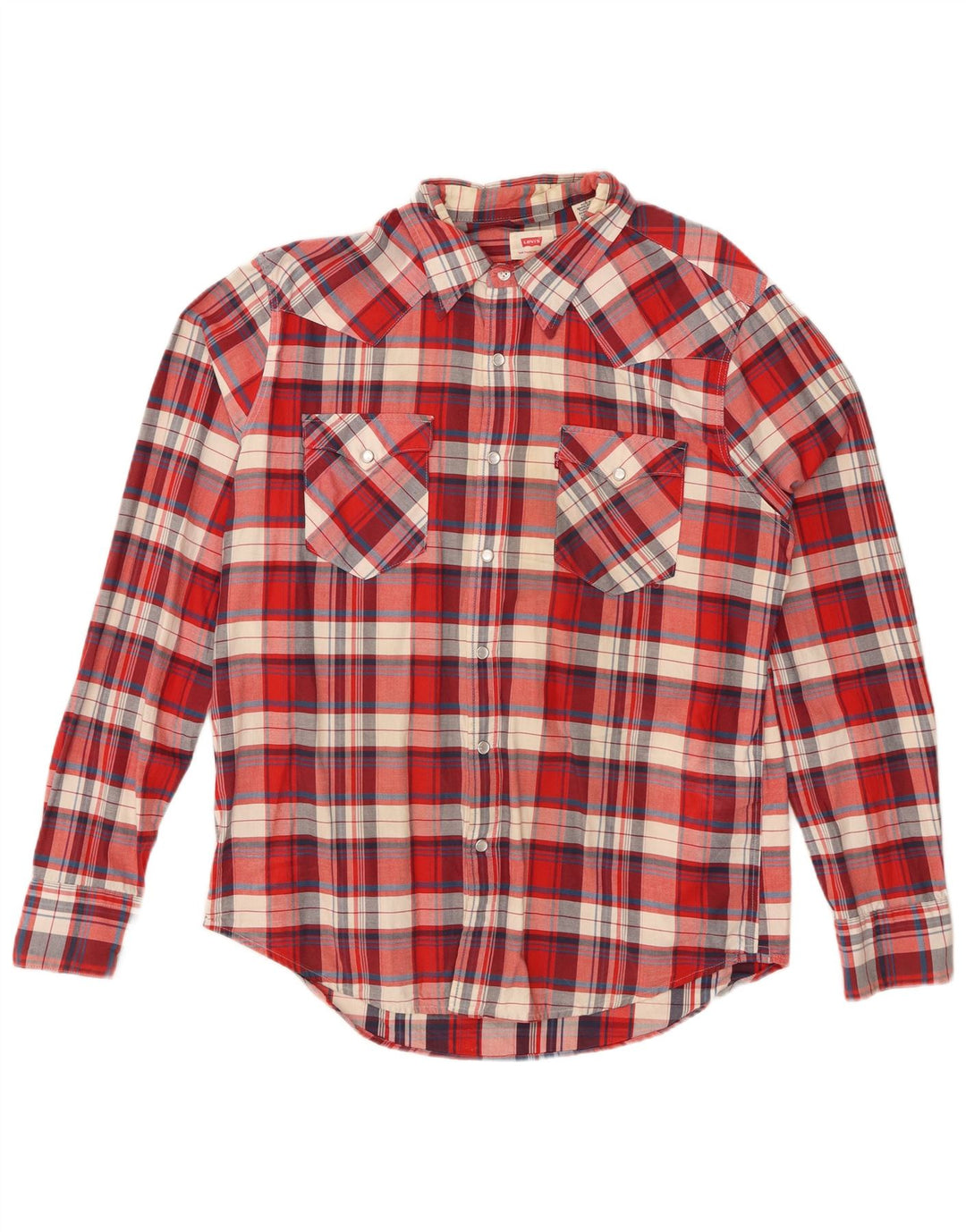 LEVI'S Camisa de franela para hombre de algodón a cuadros rojos grandes