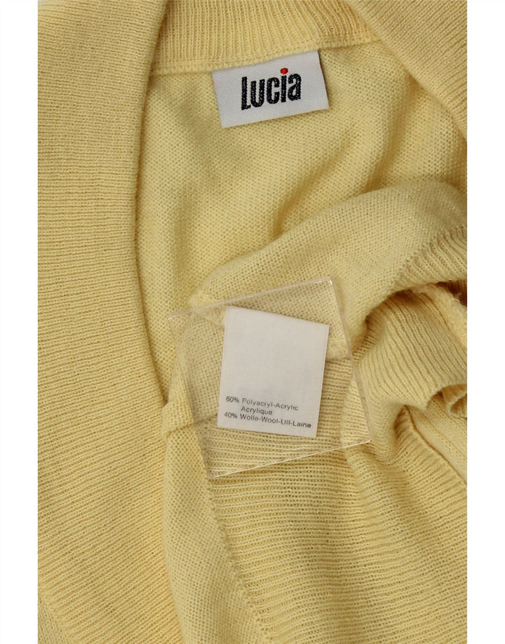 LUCIA Womens V-Neck Jumper Sweater UK 20 2XL Yellow Polyester Vintage Lucia and Second-Hand Lucia from Messina Hembry 