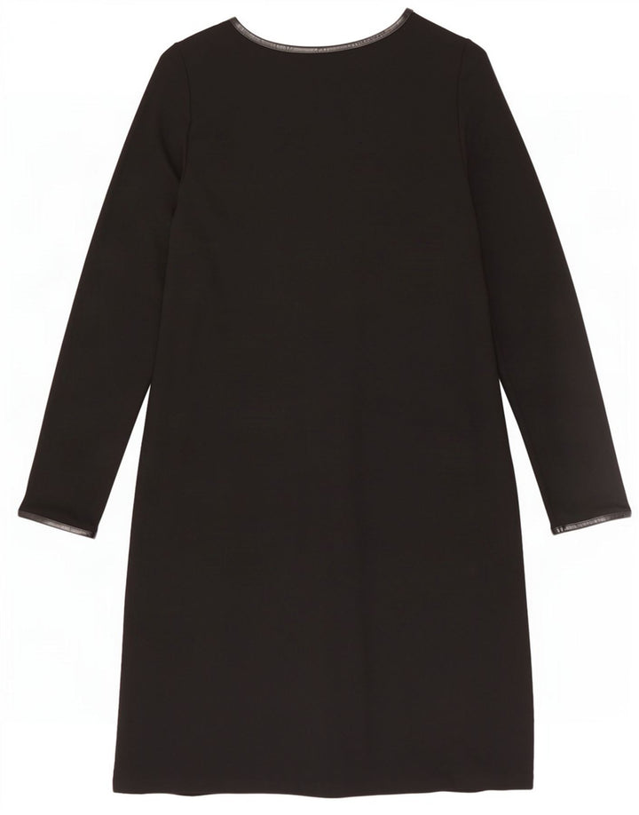 Marks & Spencer Vestido recto de manga larga para mujer UK 46 Grande Negro