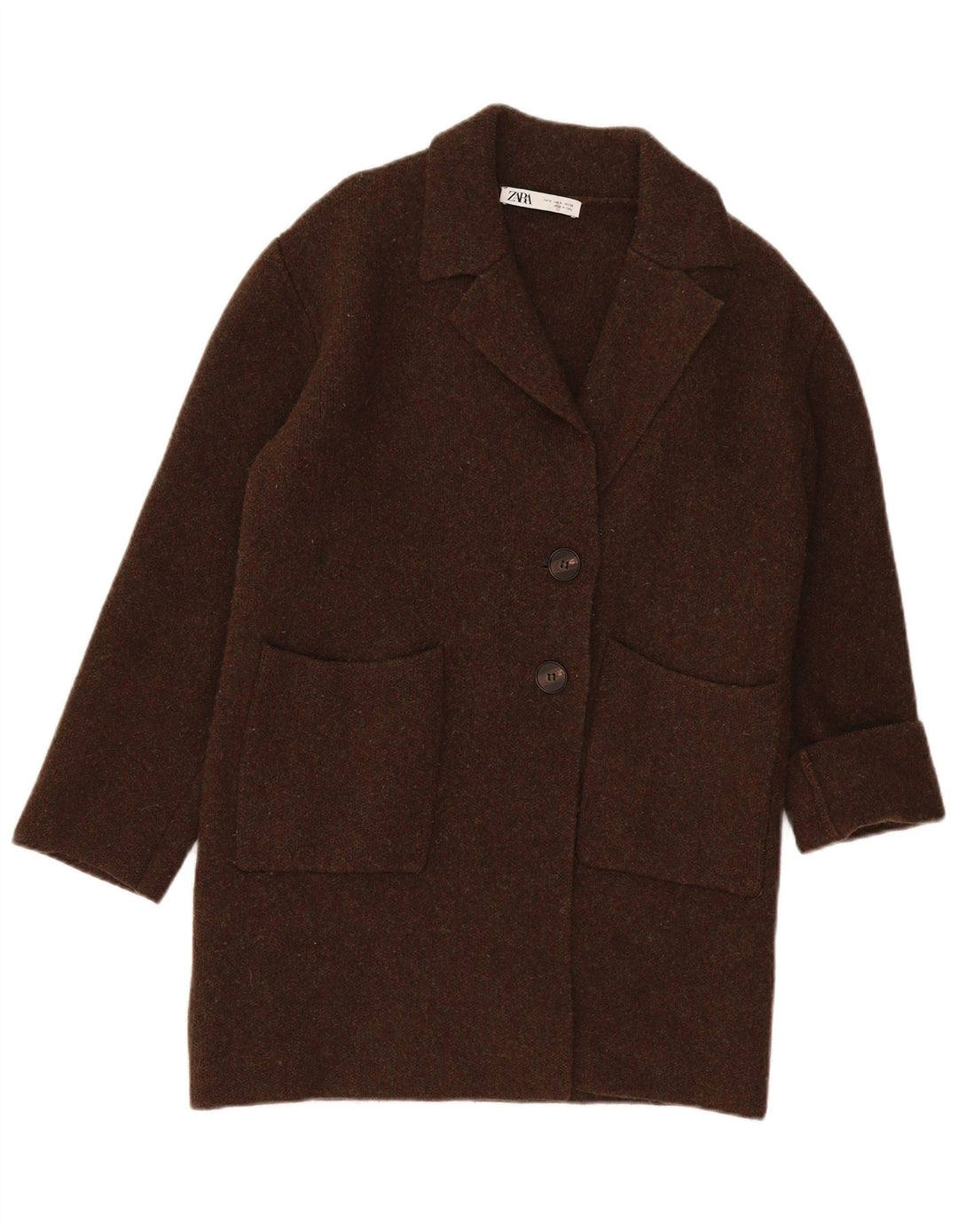Zara Mujer Abrigo Extragrande UK 10 Small Lana Caqui