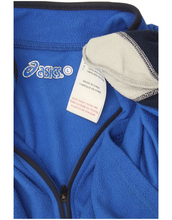 Asics Hombre Zip Neck Fleece Jumper Large Azul Colorblock Poliéster