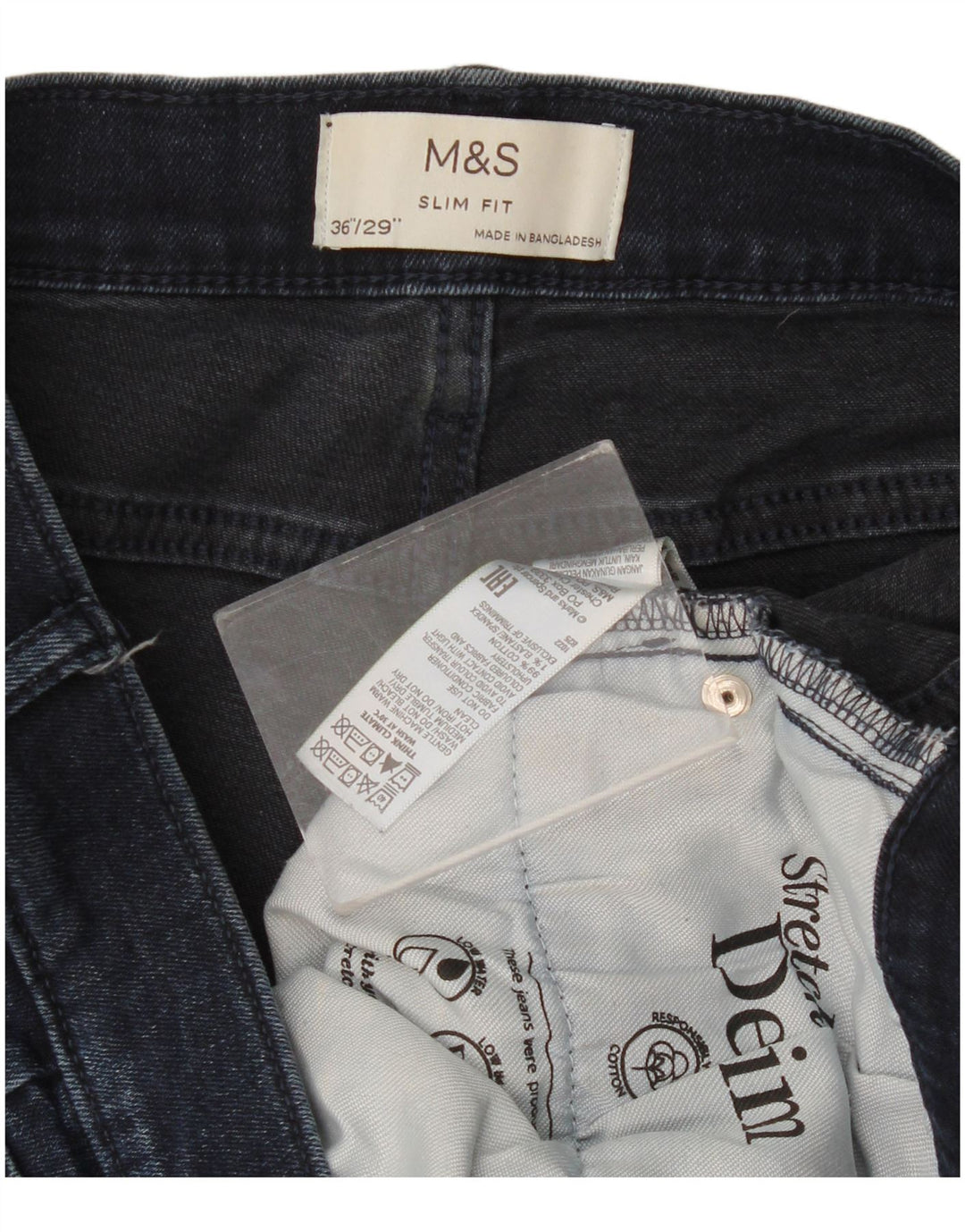 Marks & Spencer Jeans ajustados para hombre W36 L29 Algodón azul marino