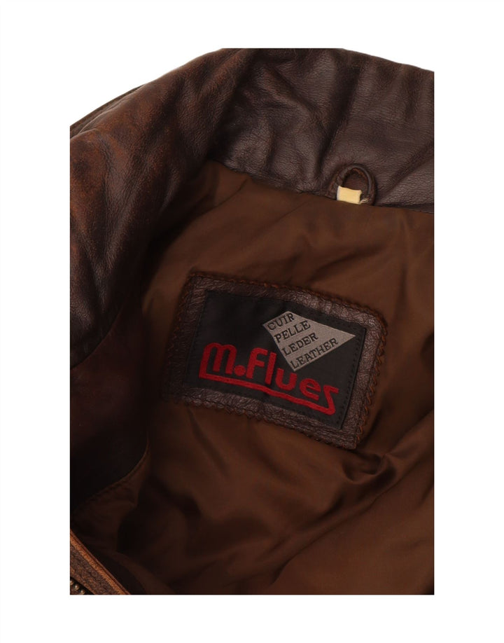 M. Flues Chaqueta de cuero holgada para hombre UK 38 Cuero marrón medio
