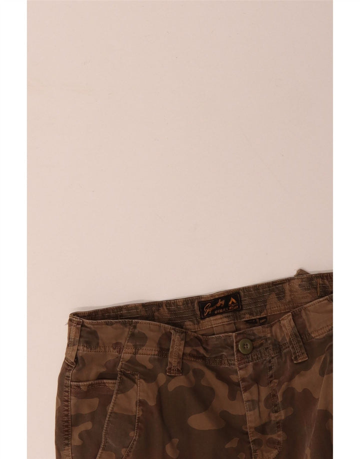 SUPERDRY Shorts cargo para hombre W32 Algodón de camuflaje marrón medio