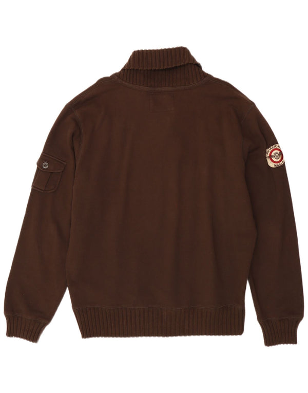 Aviazione Navale - Jersey para hombre con cuello chal, talla 3XL, algodón marrón