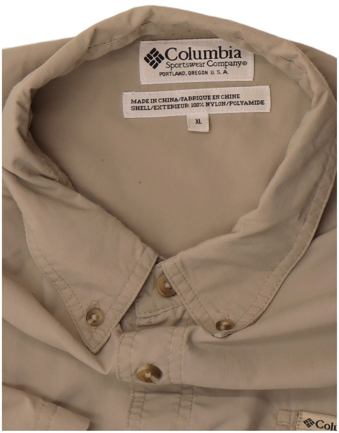 Columbia Camisa Manga Corta Hombre XL Nylon Beige