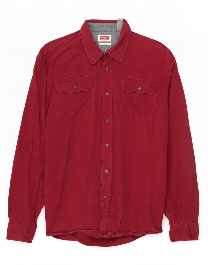Camisa Wrangler Hombre XL Algodón Burdeos