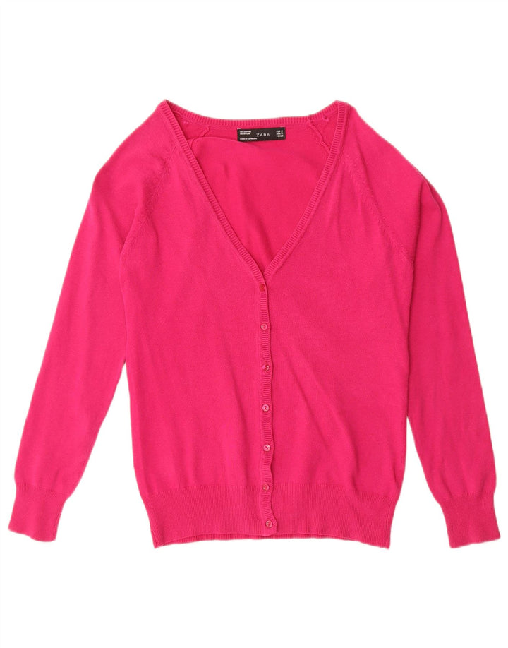Zara Mujer Cárdigan Suéter UK 12 Medio Rosa