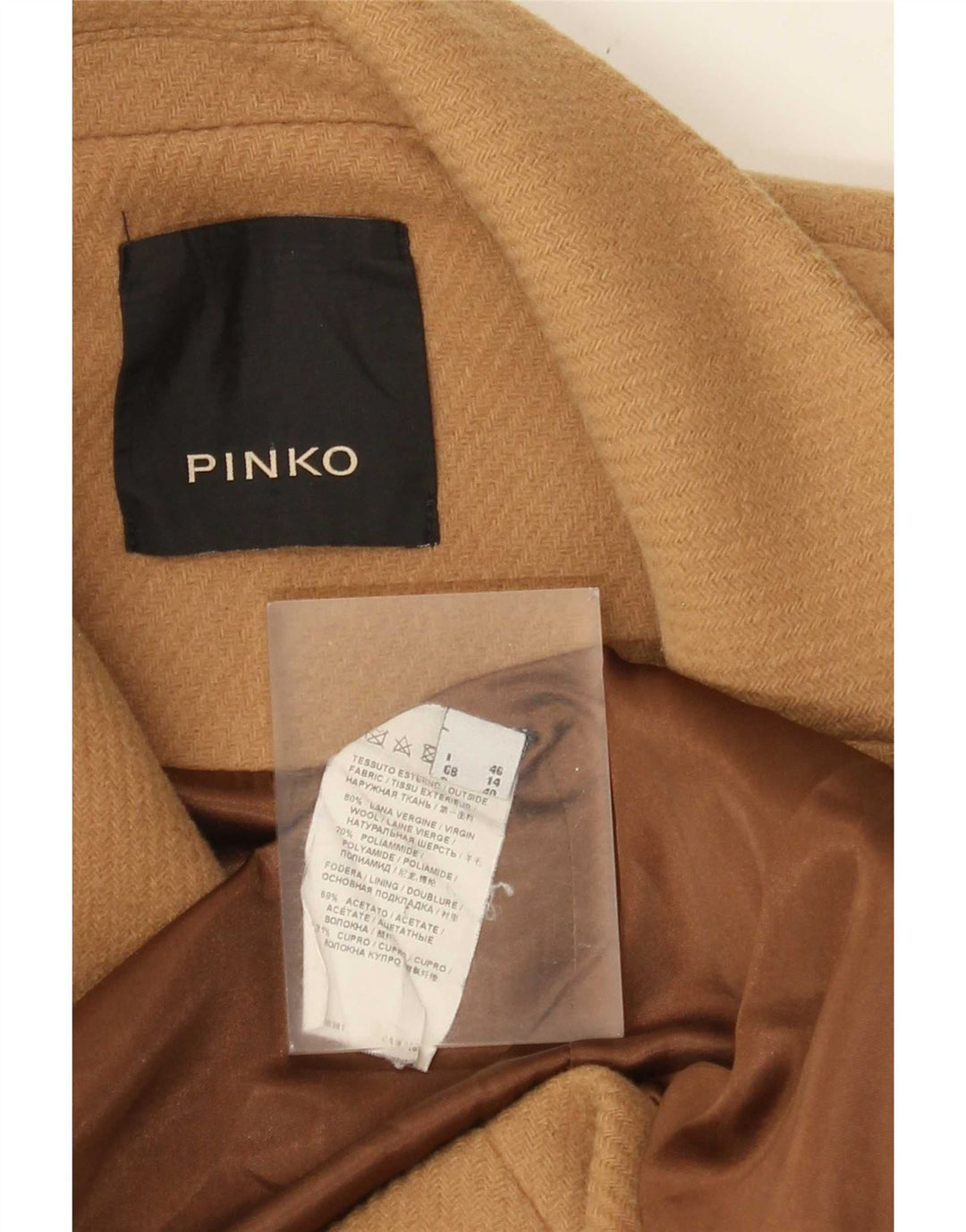 Pinko Abrigo para mujer UK 44 Lana beige grande