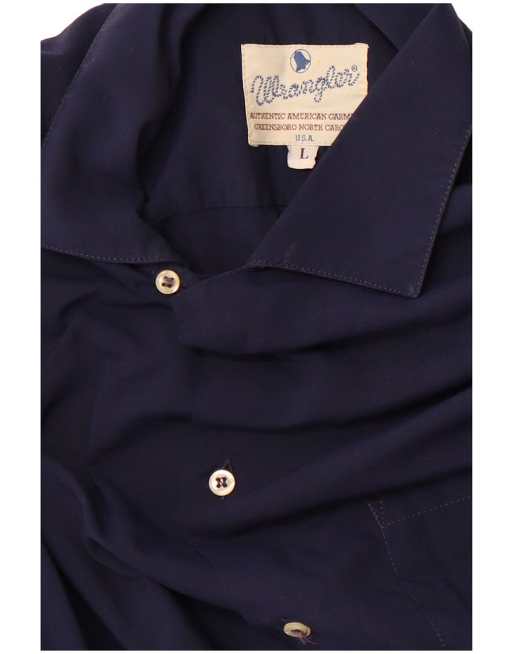 WRANGLER Camisa de manga corta para hombre grande azul marino