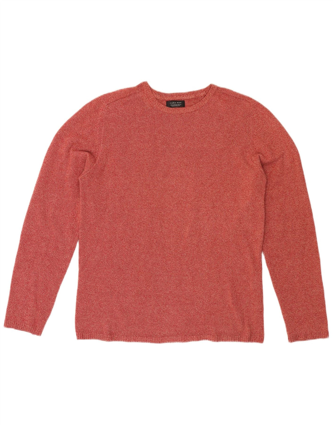 Zara Hombre Jersey Con Cuello Redondo De Algodón Moteado Rojo Medio