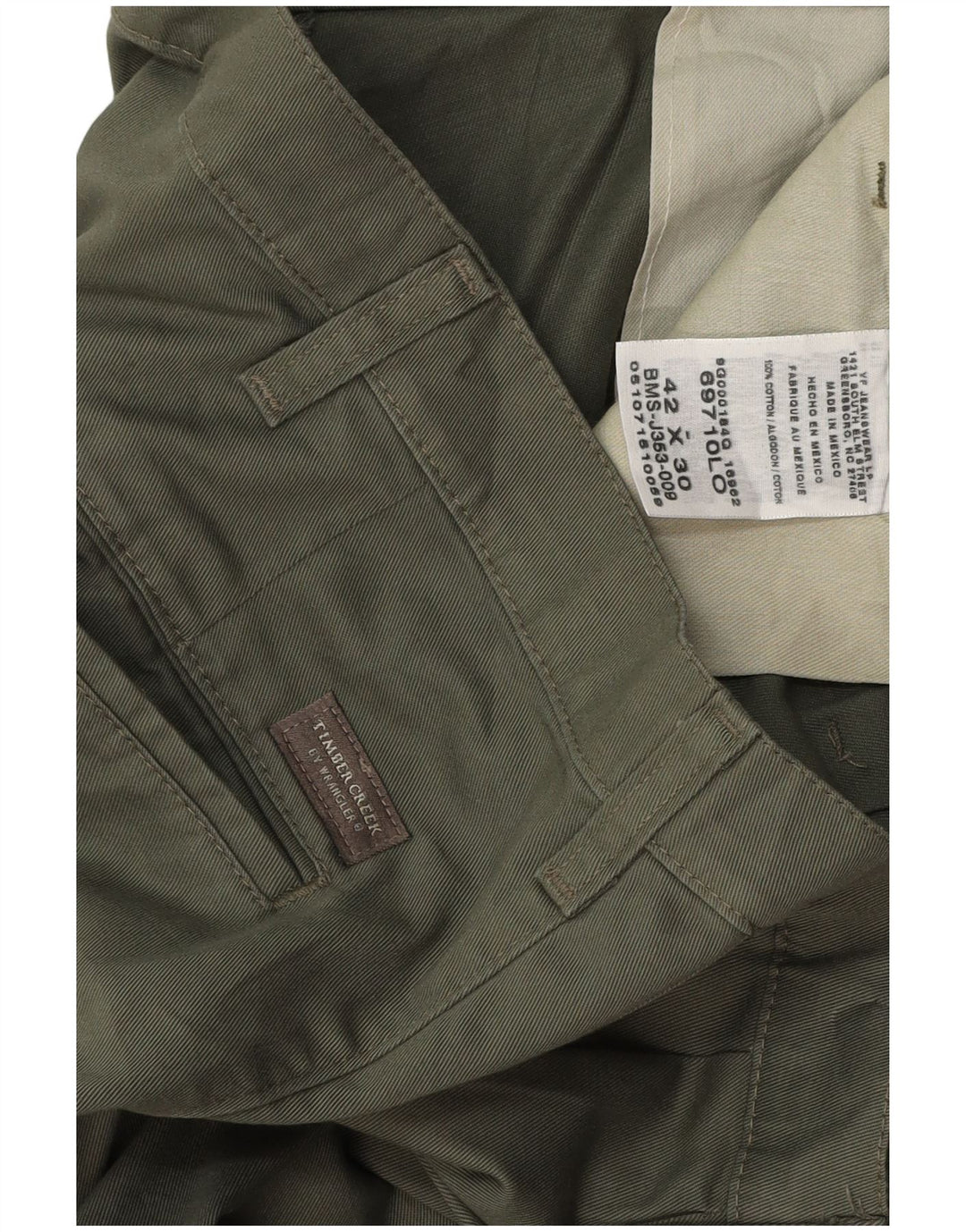 WRANGLER Pantalones chinos con clavija Timber Creek para hombre W42 L30 Algodón caqui