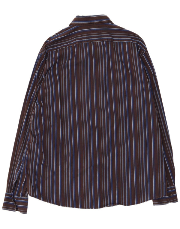 Camisa Hombre Trussardi Jeans 3XL Algodón Rayas Marrón