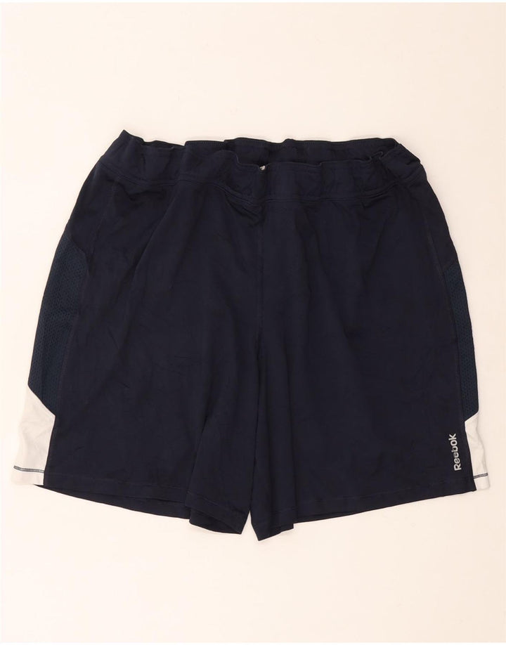 REEBOK Pantalones cortos deportivos para mujer UK 46 Grande Azul marino Colorblock Poliéster
